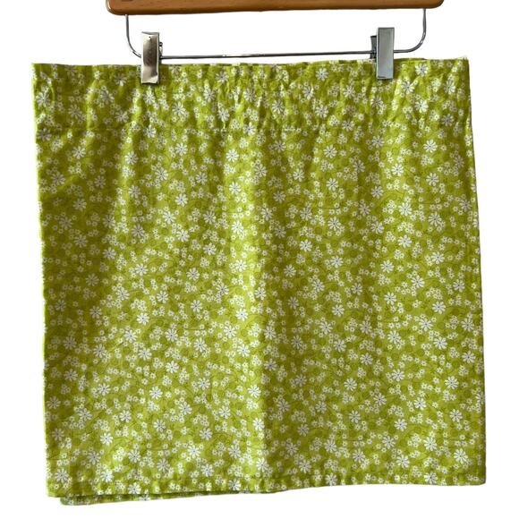 Vintage Lime Green Floral Print Valance Curtain - Picture 1 of 5